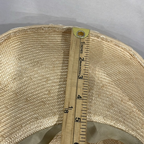 ANN VUILLE‎  Womens Straw Cream Formal Hat Floral Derby Horse Race Church Summer